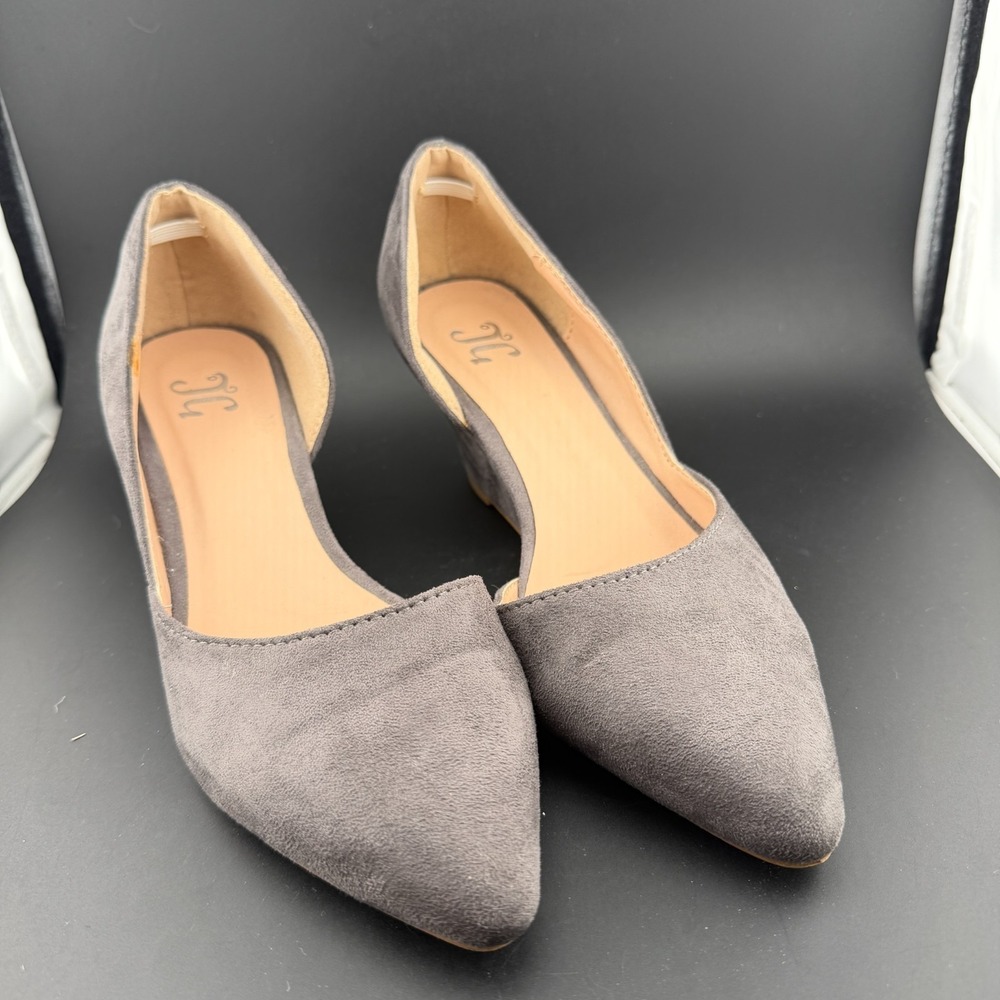 JG Womens Us 6 Pumps Smokey Gray Pointed Toe Comfort Slip On Wedge Heel Shoes